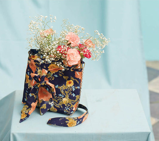 Navy Drizzle Floral Bag