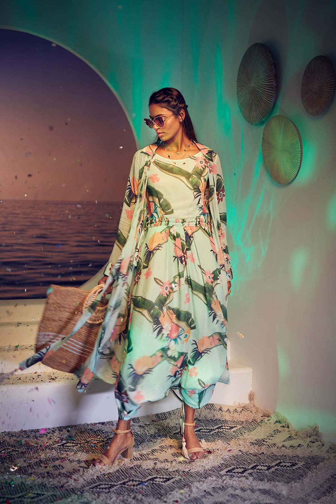 Pastel Coconut green Jumpsuit with overcoat