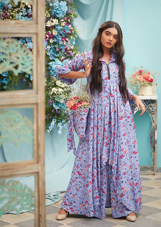 Lilac Purple Palazzo Saree Jumpsuit Dress