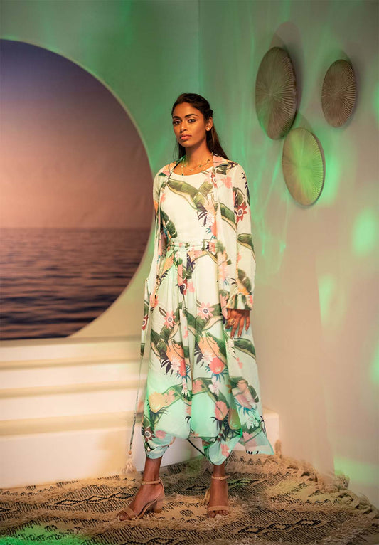 Pastel Coconut green Jumpsuit with overcoat